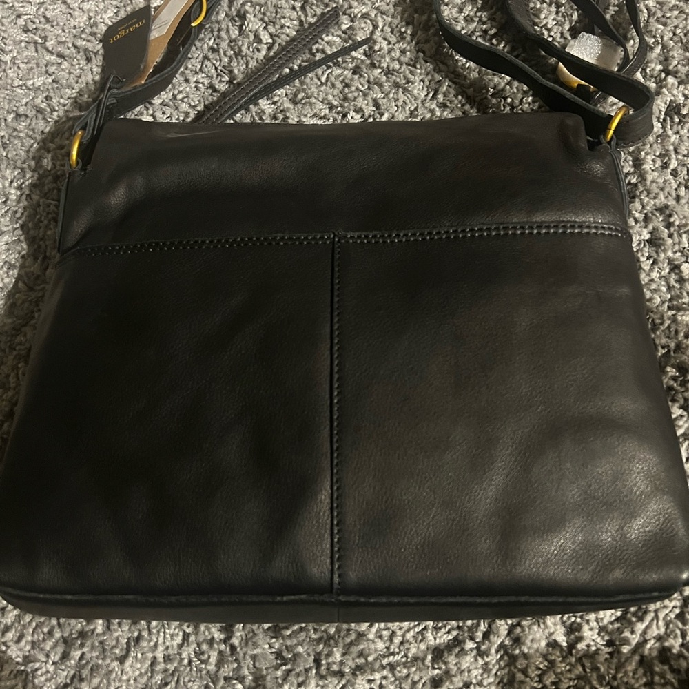 margot Black Pebbled Leather Crossbody with Gold Zippers - Picture 10 of 13